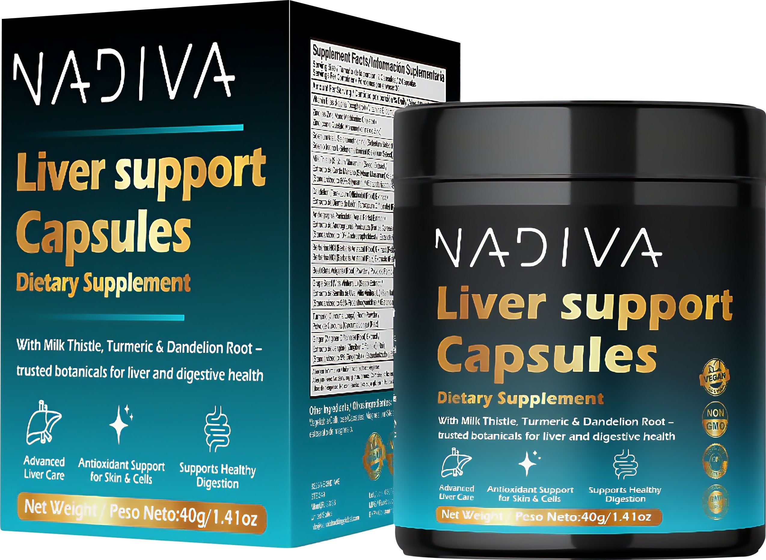 NADIVA Liver Support Capsules I Liver Cleanse I Detox Without Drama | 28-in-1 Vegan Capsules